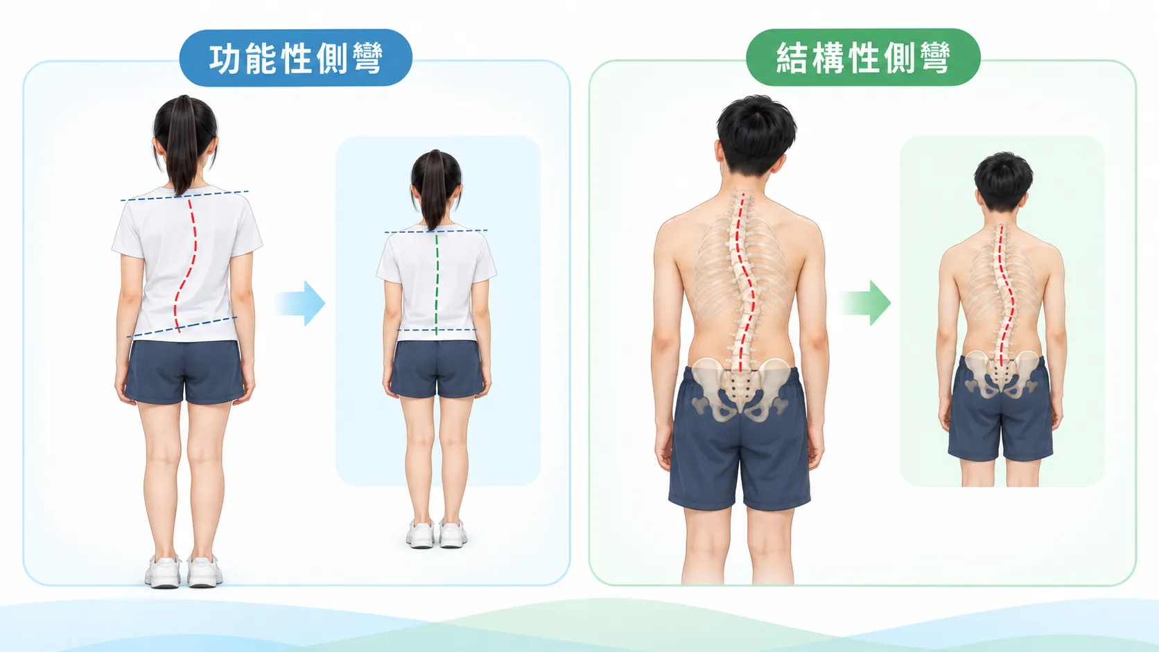脊椎側彎差異-功能性與結構性